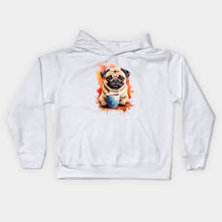 PUG, COFFEE and ART Kids Hoodie